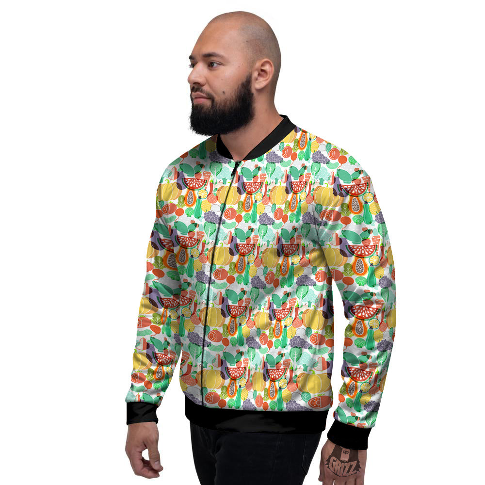 Vegetable Colorful Print Pattern Men's Bomber Jacket-grizzshop