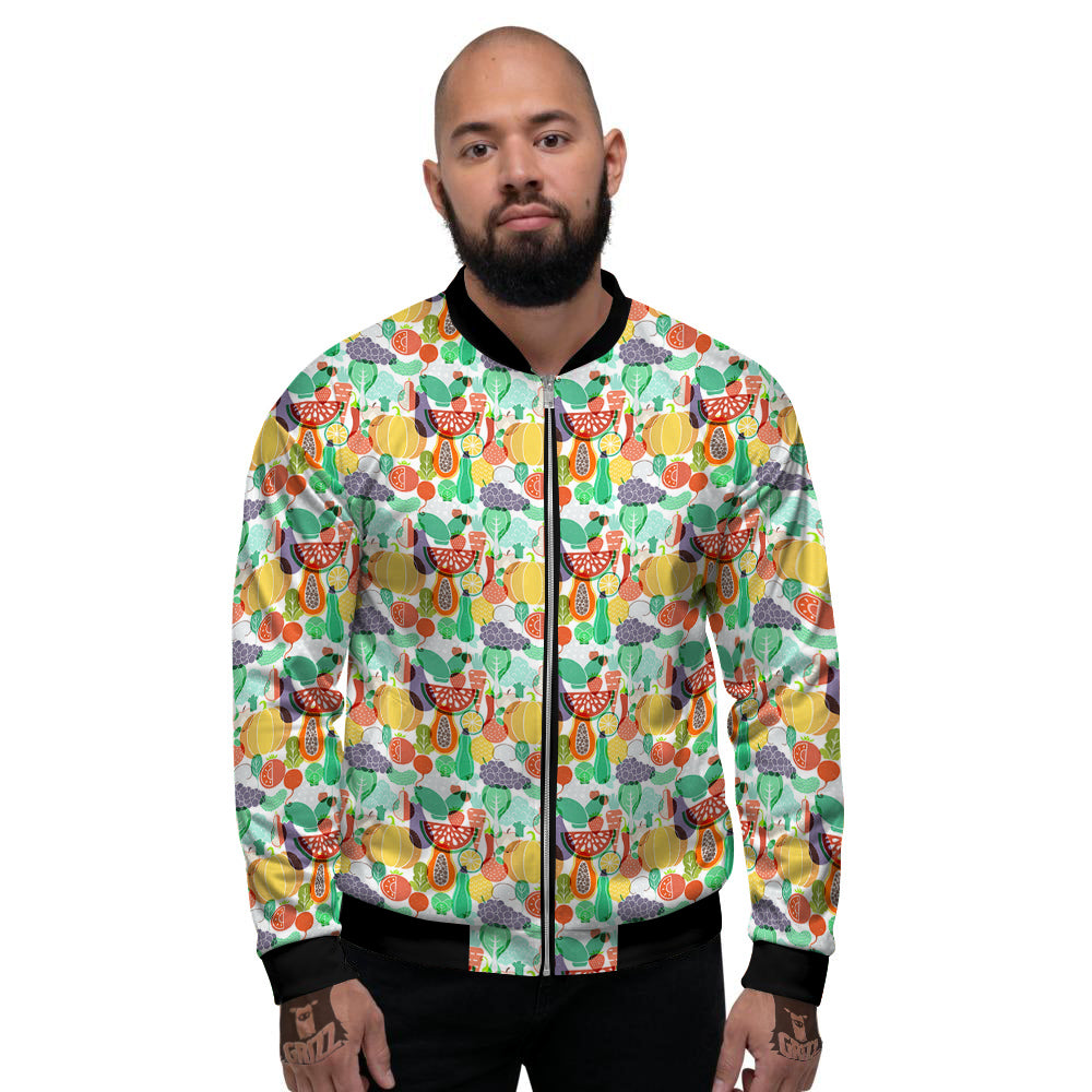 Vegetable Colorful Print Pattern Men's Bomber Jacket-grizzshop