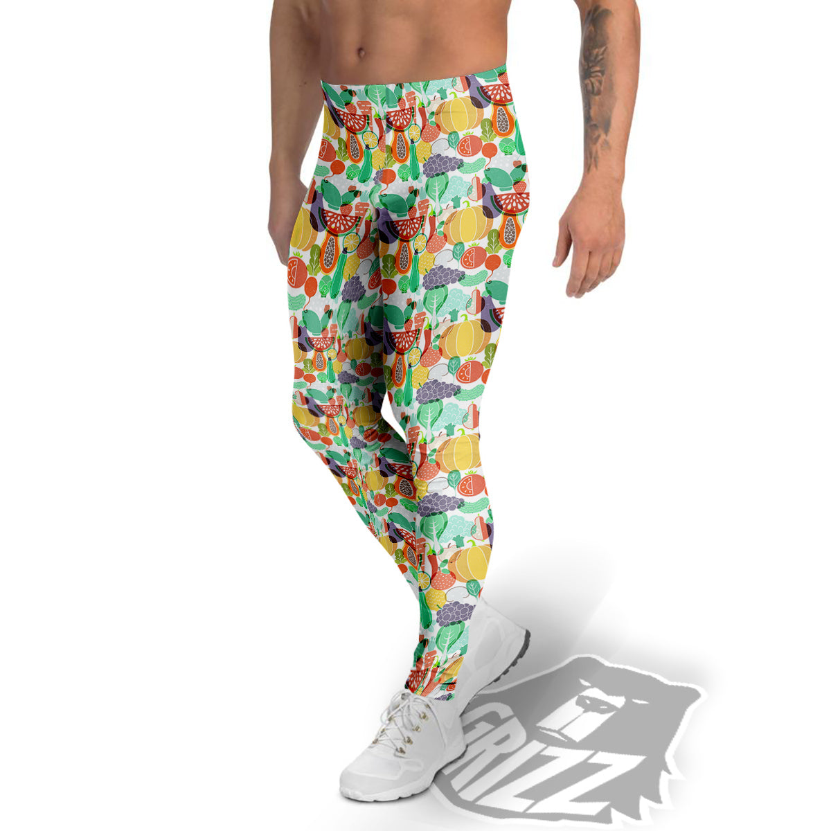 Vegetable Colorful Print Pattern Men's Leggings-grizzshop