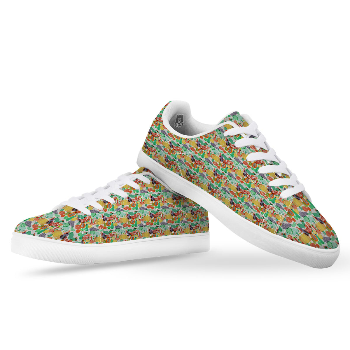 Vegetable Colorful Print Pattern White Low Top Sneakers-grizzshop