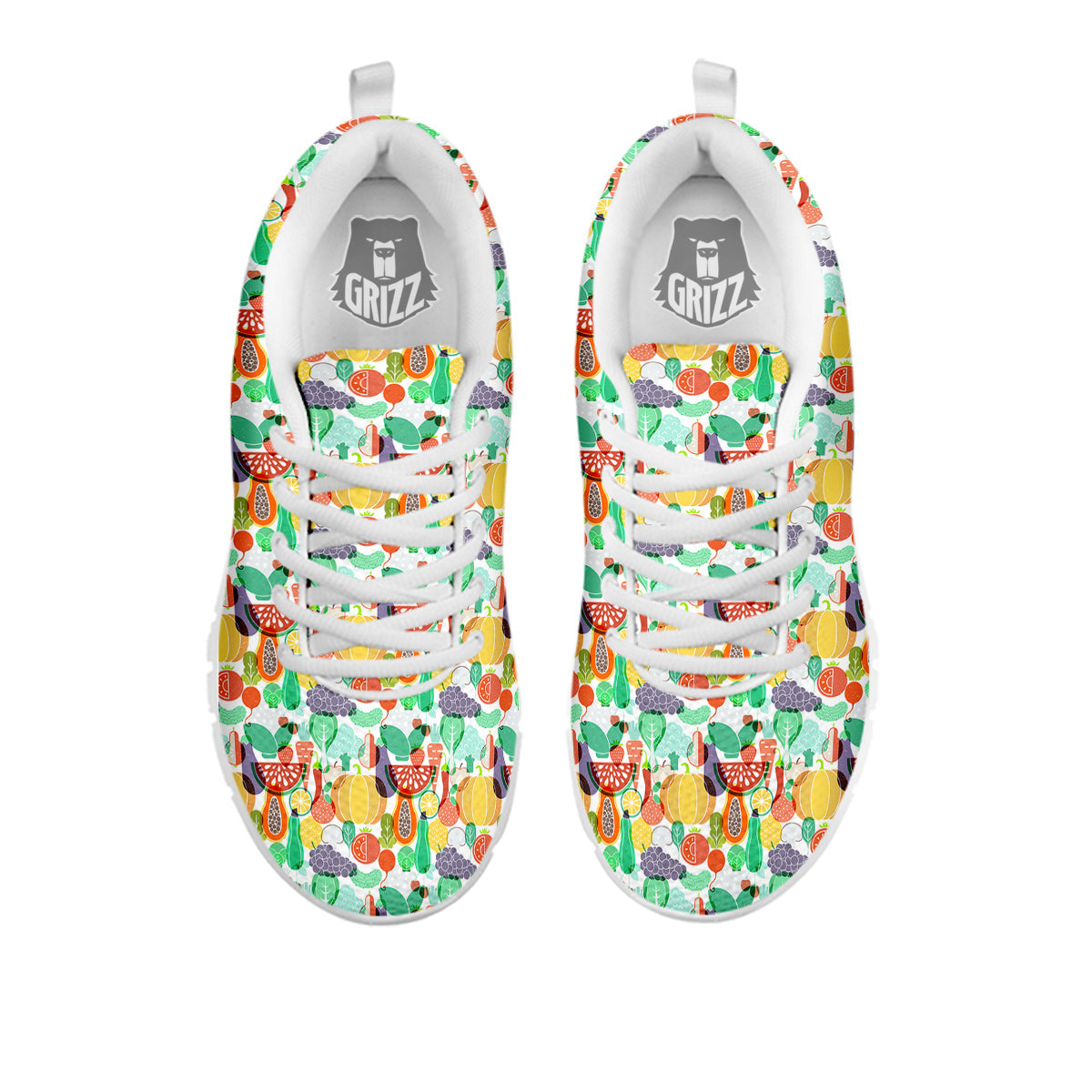 Vegetable Colorful Print Pattern White Sneaker-grizzshop