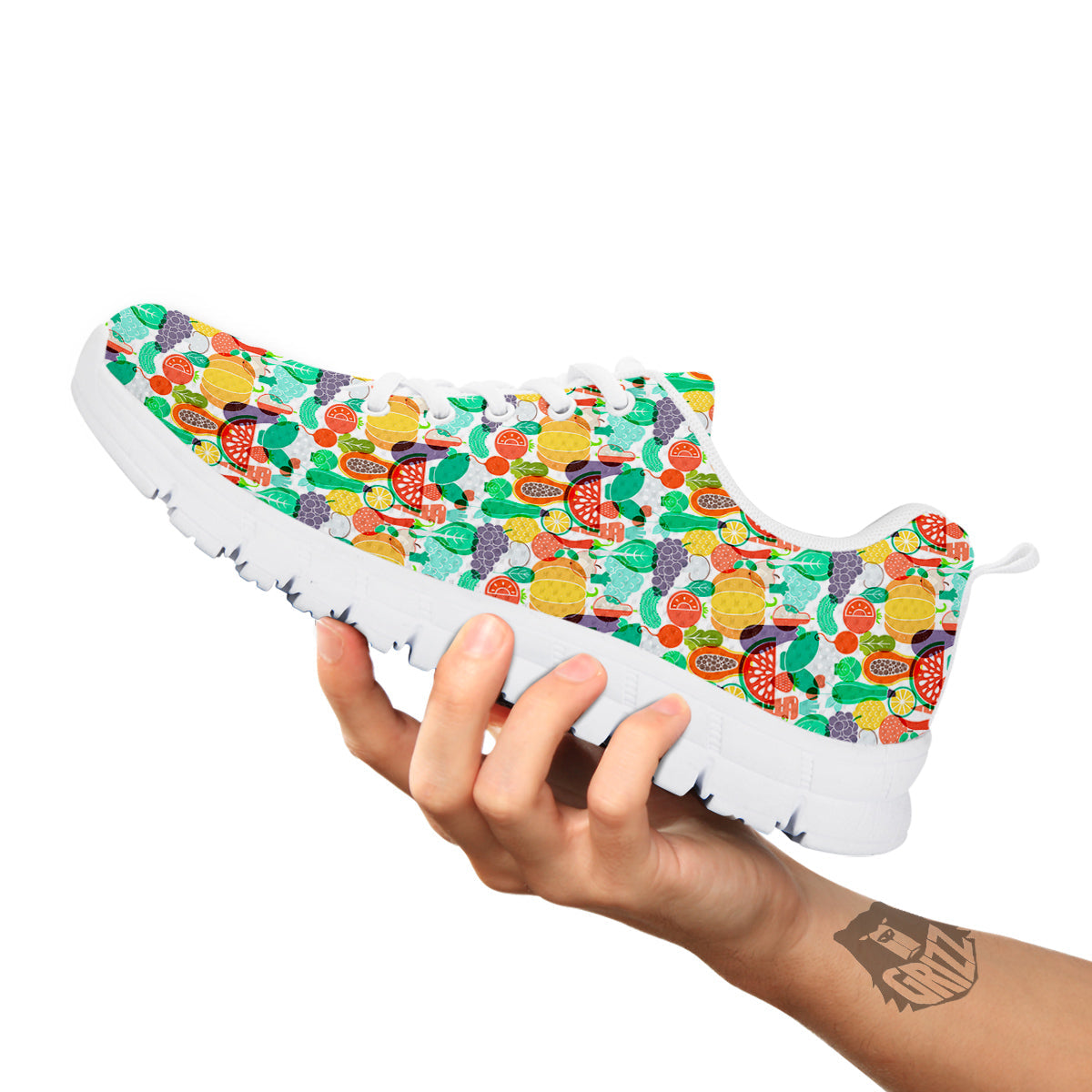 Vegetable Colorful Print Pattern White Sneaker-grizzshop