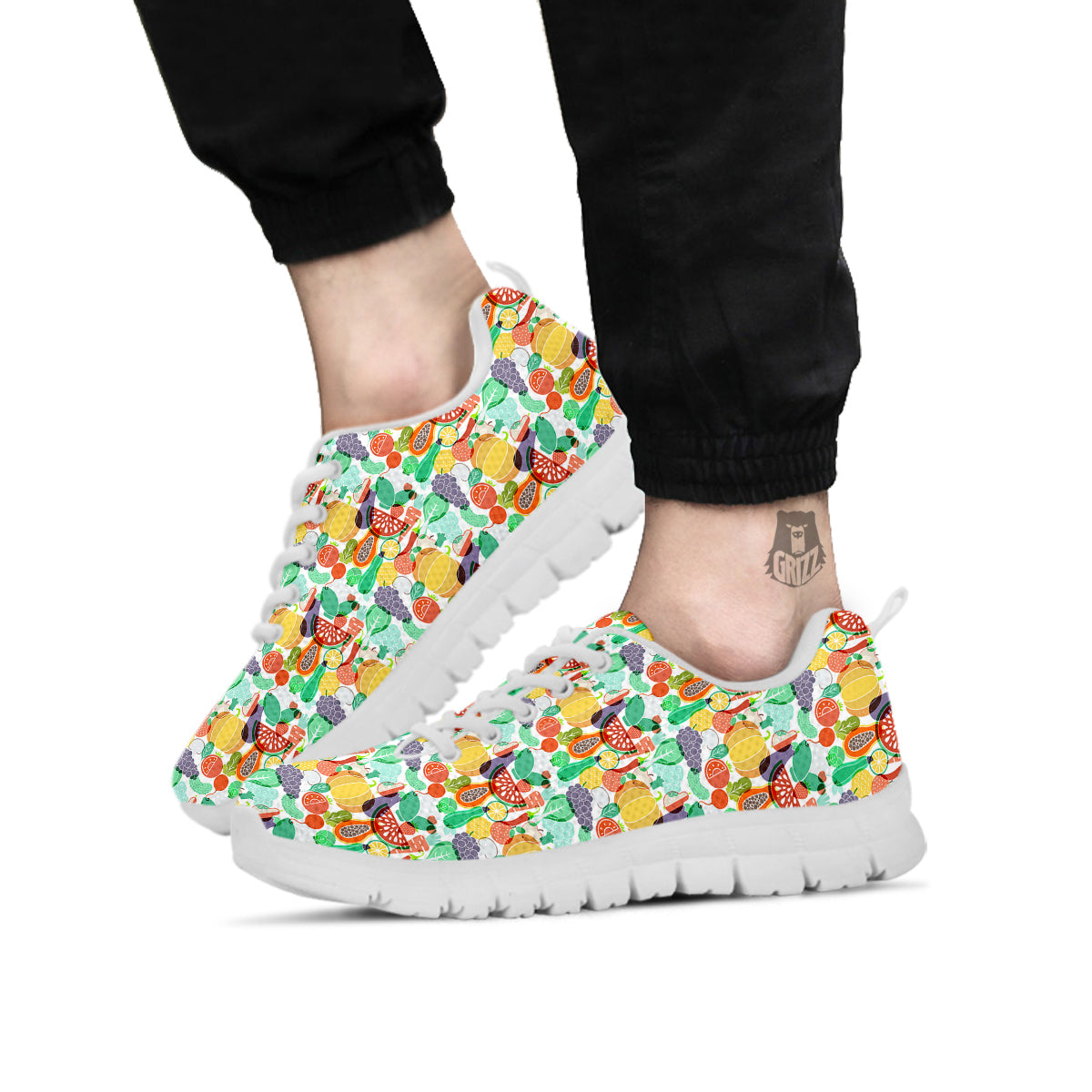 Vegetable Colorful Print Pattern White Sneaker-grizzshop