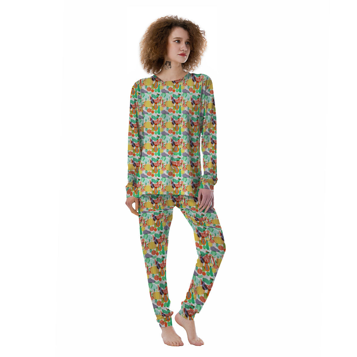 Vegetable Colorful Print Pattern Women's Pajamas-grizzshop