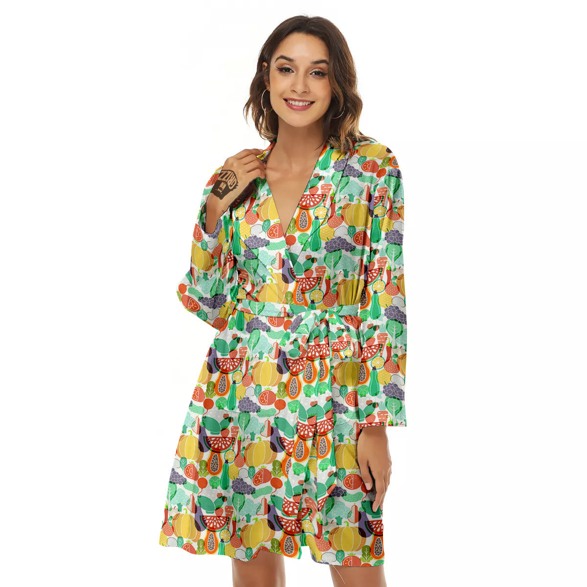 Vegetable Colorful Print Pattern Women's Robe-grizzshop