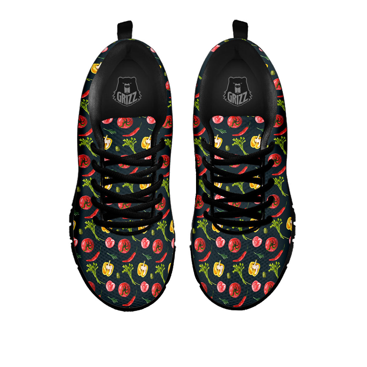 Vegetable Print Pattern Black Sneaker-grizzshop