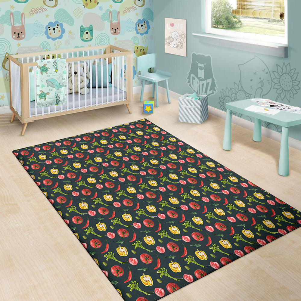 Vegetable Print Pattern Floor Mat-grizzshop
