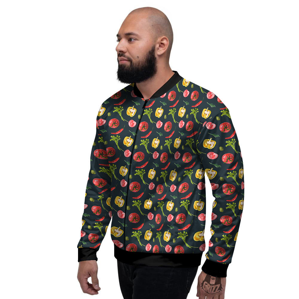 Vegetable Print Pattern Men's Bomber Jacket-grizzshop