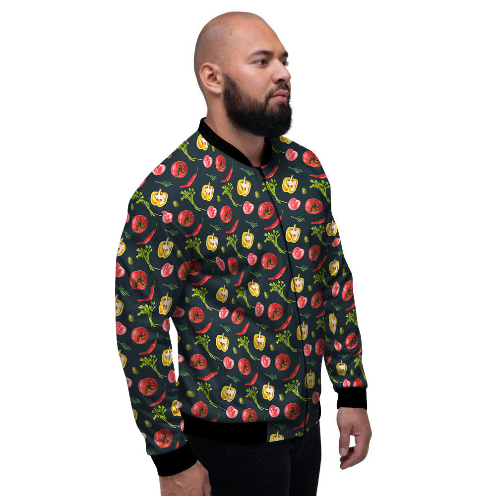 Vegetable Print Pattern Men's Bomber Jacket-grizzshop