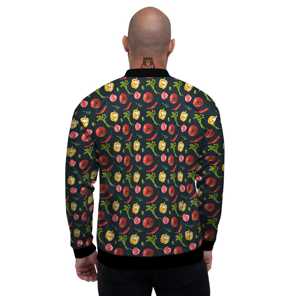 Vegetable Print Pattern Men's Bomber Jacket-grizzshop