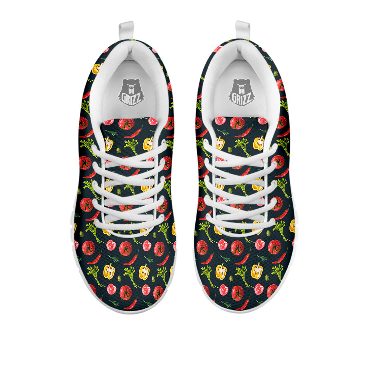 Vegetable Print Pattern White Sneaker-grizzshop