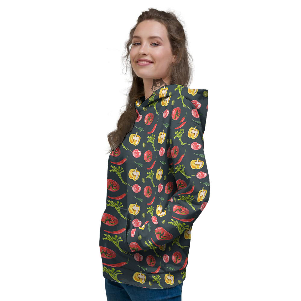Vegetable Print Pattern Women's Hoodie-grizzshop