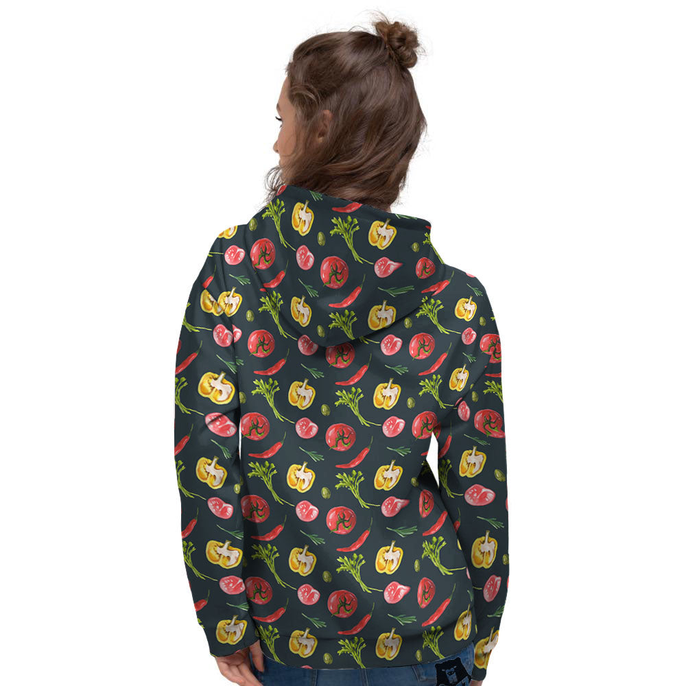 Vegetable Print Pattern Women's Hoodie-grizzshop