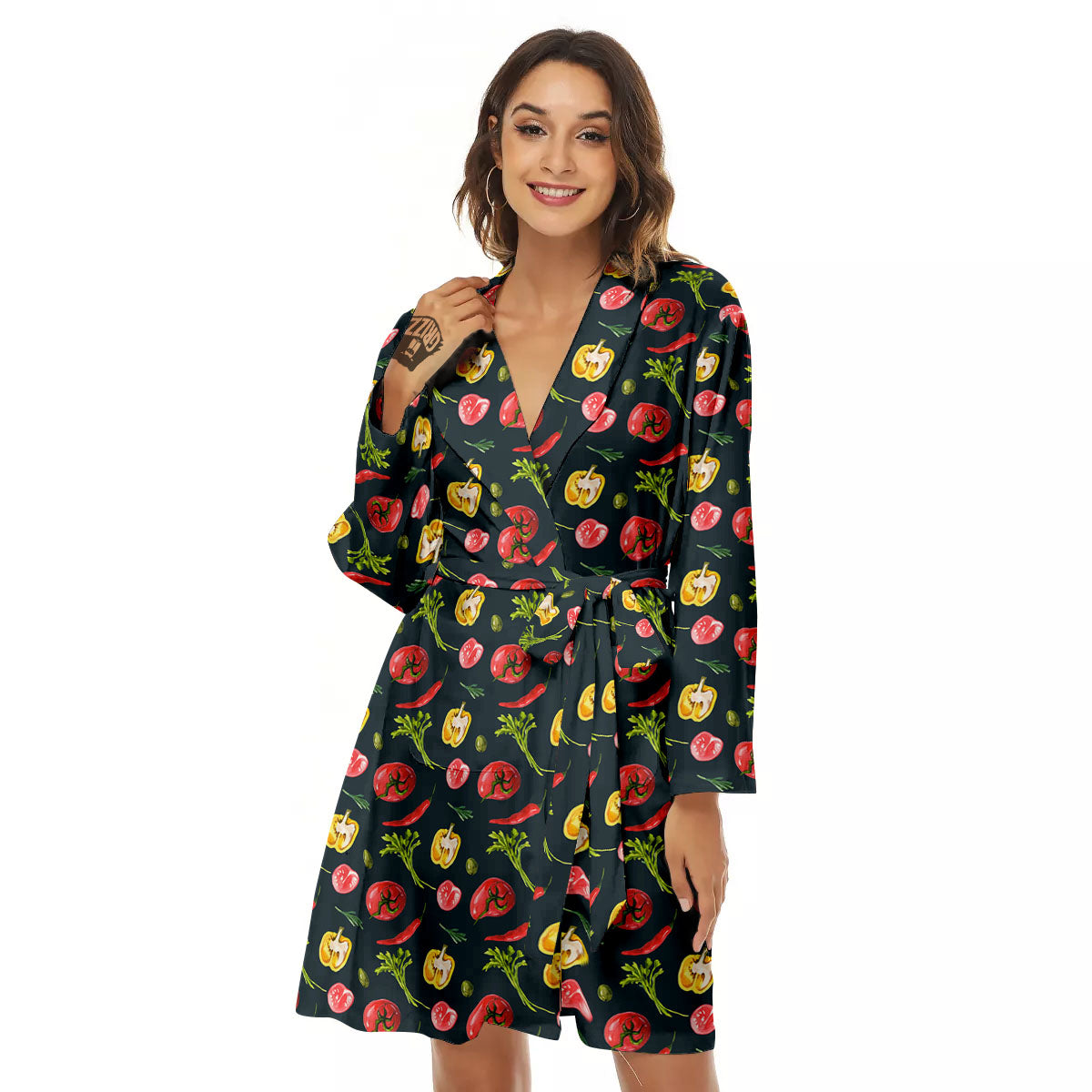 Vegetable Print Pattern Women's Robe-grizzshop