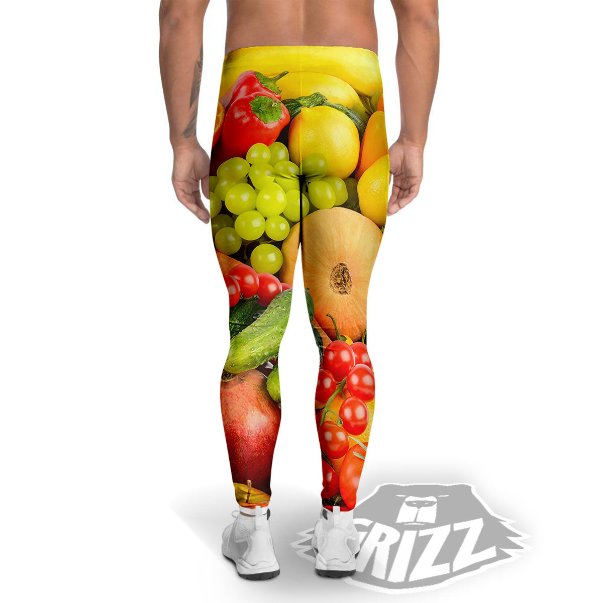 Vegetables And Fresh Fruits Print Men's Leggings-grizzshop