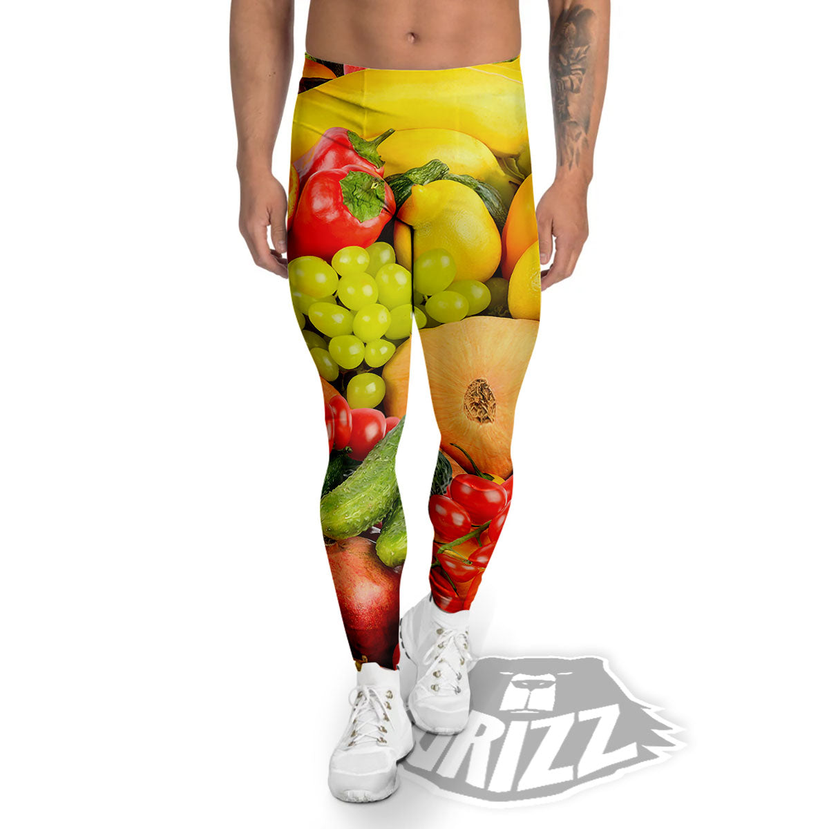 Vegetables And Fresh Fruits Print Men's Leggings-grizzshop