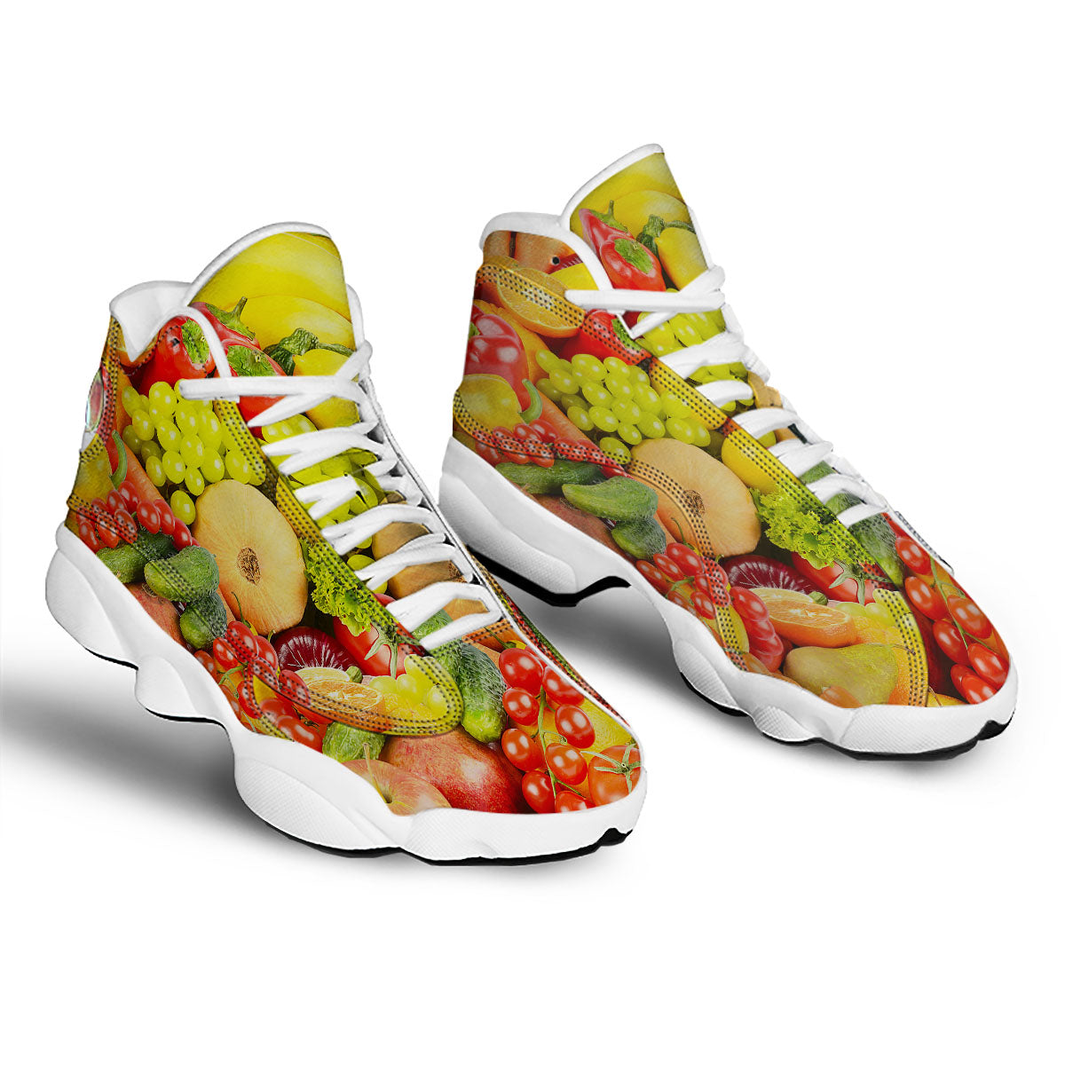 Vegetables And Fresh Fruits Print White Basketball Shoes-grizzshop