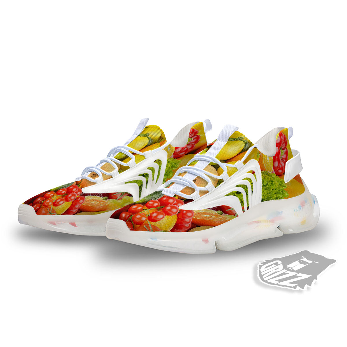Vegetables And Fresh Fruits Print White Gym Shoes-grizzshop
