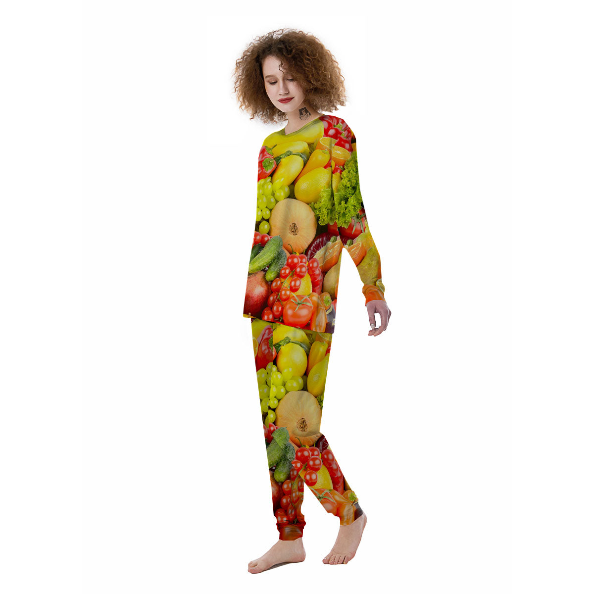 Vegetables And Fresh Fruits Print Women's Pajamas-grizzshop