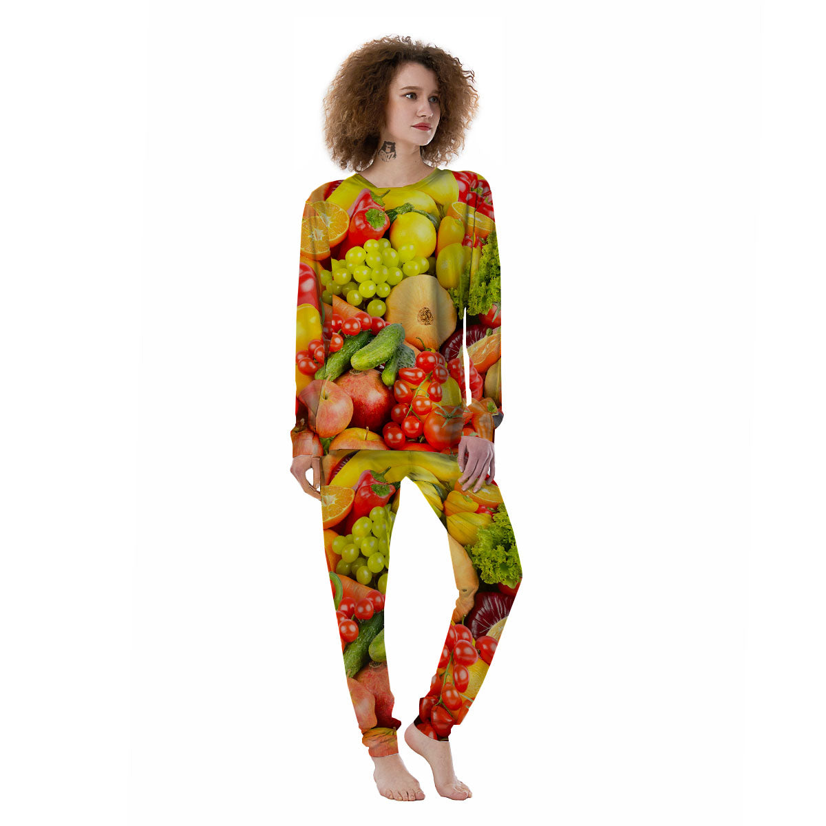 Vegetables And Fresh Fruits Print Women's Pajamas-grizzshop