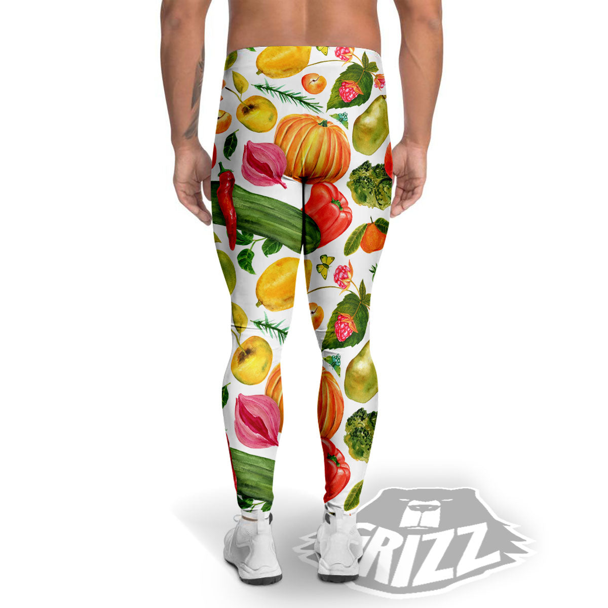 Vegetables And Vegan Fruits Print Pattern Men's Leggings-grizzshop