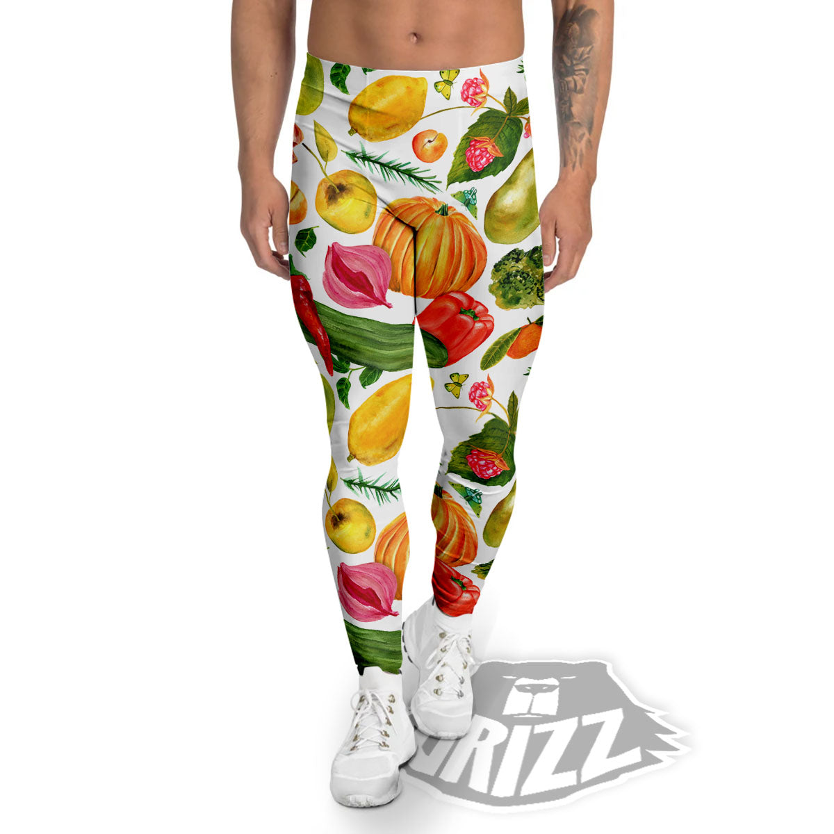 Vegetables And Vegan Fruits Print Pattern Men's Leggings-grizzshop