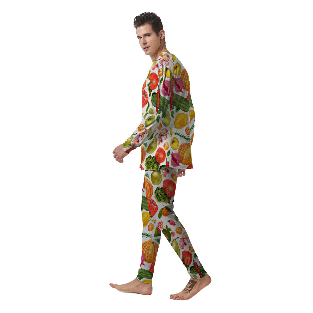 Vegetables And Vegan Fruits Print Pattern Men's Pajamas-grizzshop