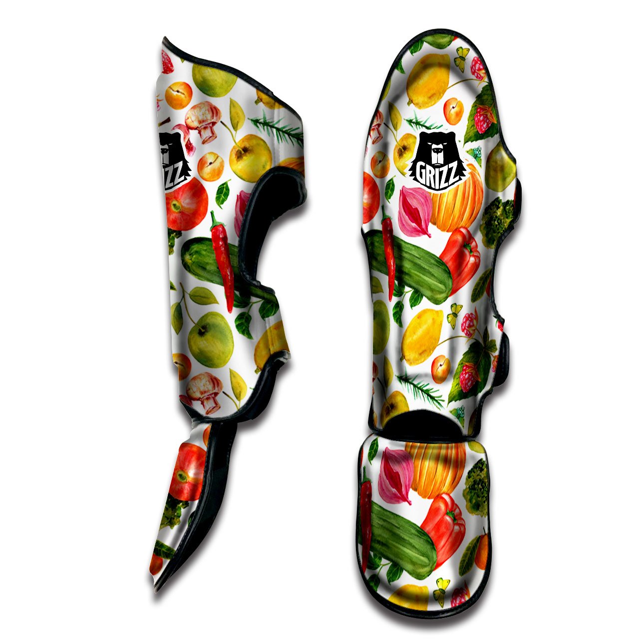 Vegetables And Vegan Fruits Print Pattern Muay Thai Shin Guards-grizzshop