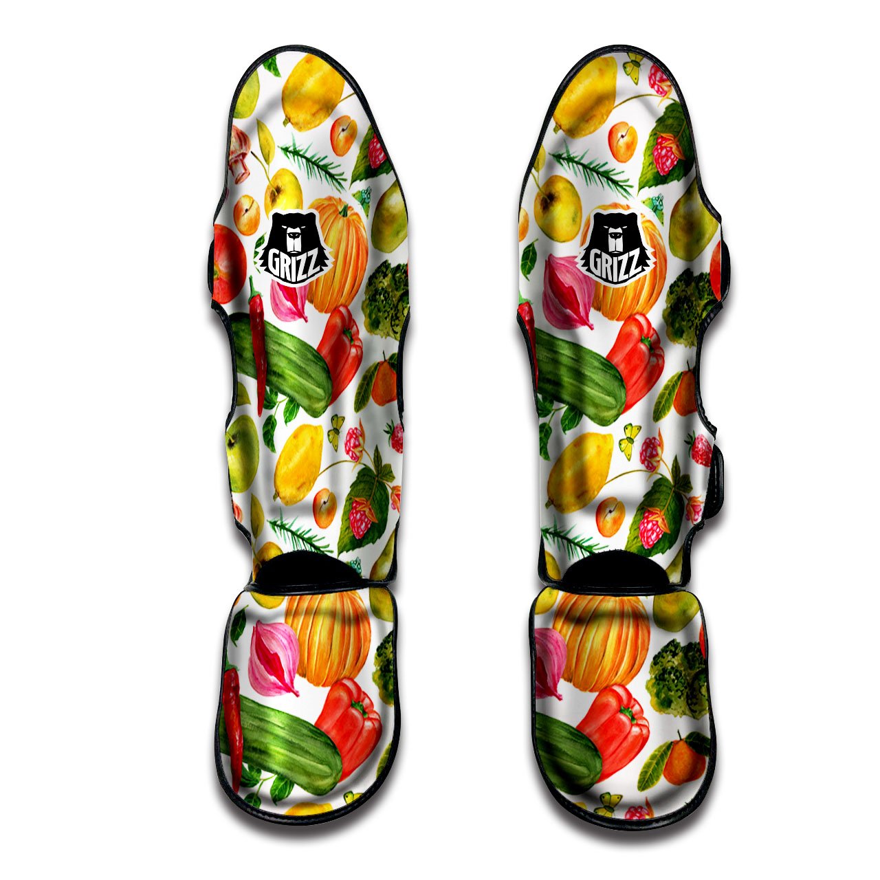 Vegetables And Vegan Fruits Print Pattern Muay Thai Shin Guards-grizzshop