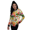 Vegetables And Vegan Fruits Print Pattern Women's Bomber Jacket-grizzshop