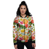 Vegetables And Vegan Fruits Print Pattern Women's Bomber Jacket-grizzshop