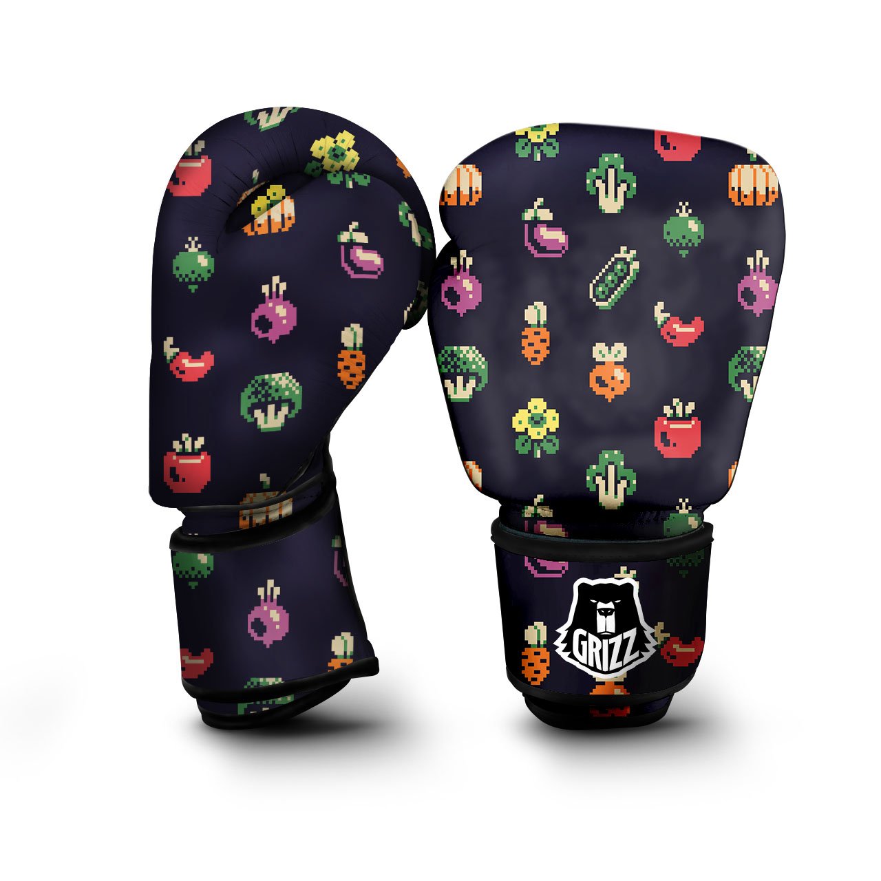 Vegetables Pixel Print Pattern Boxing Gloves-grizzshop