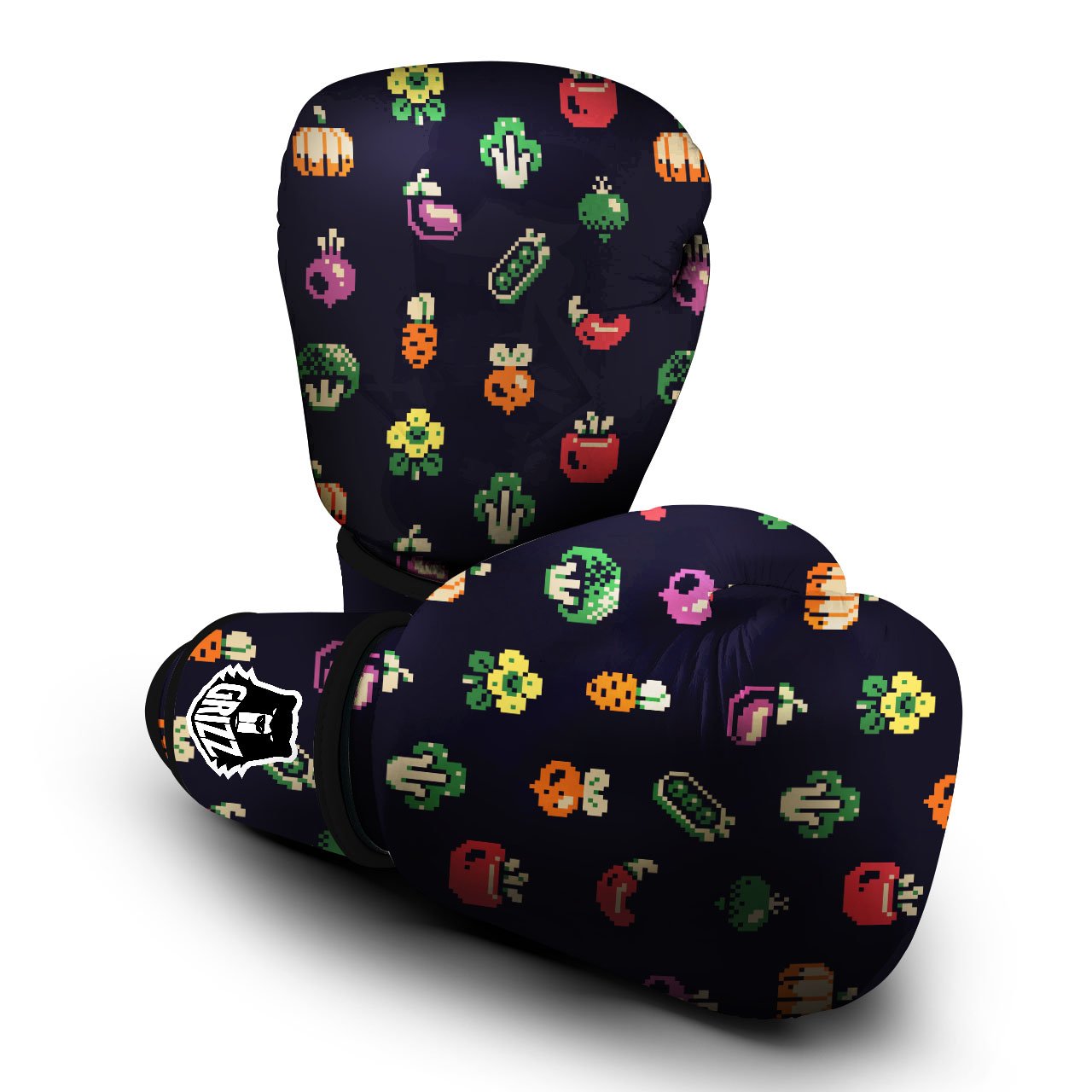 Vegetables Pixel Print Pattern Boxing Gloves-grizzshop