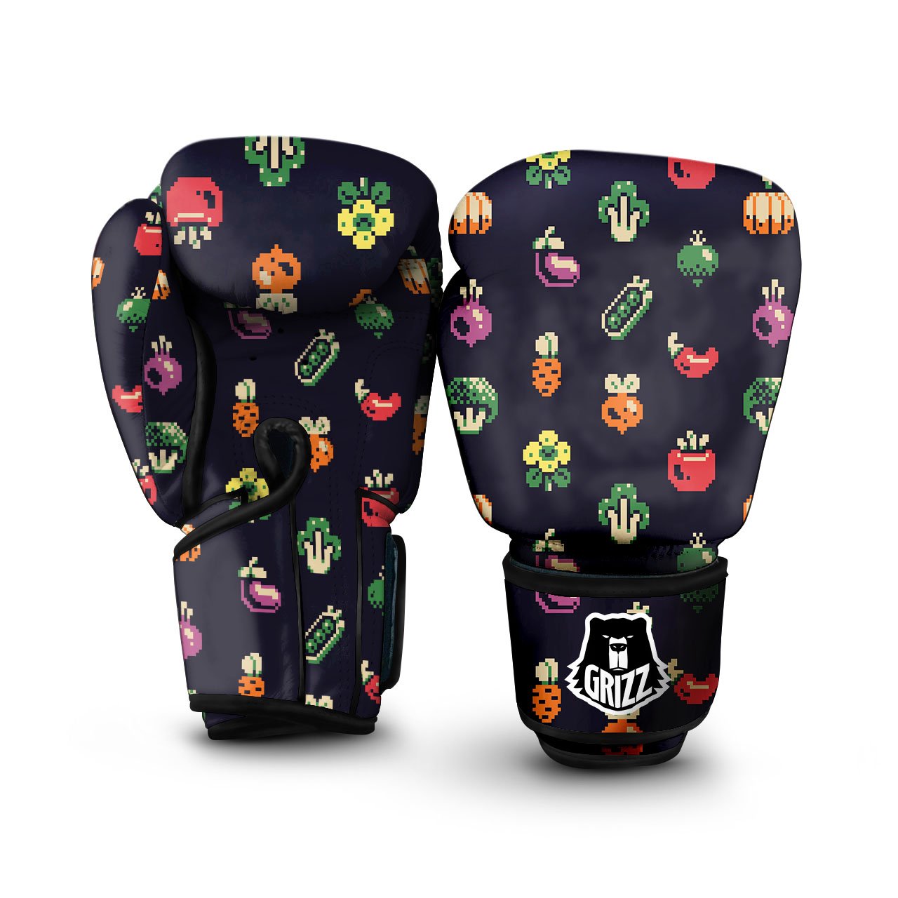 Vegetables Pixel Print Pattern Boxing Gloves-grizzshop
