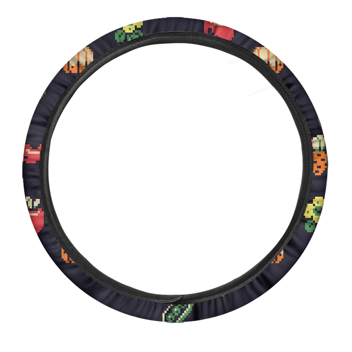 Vegetables Pixel Print Pattern Car Steering Wheel Cover-grizzshop