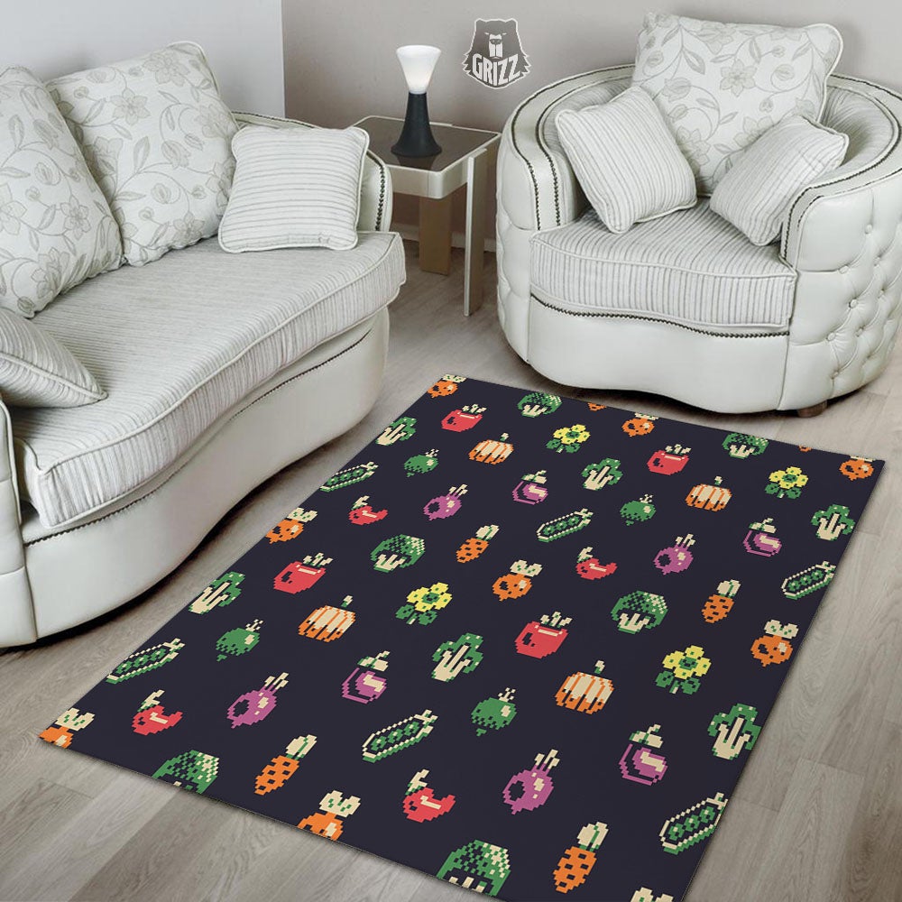 Vegetables Pixel Print Pattern Floor Mat-grizzshop