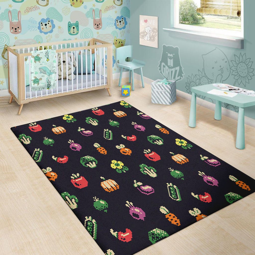 Vegetables Pixel Print Pattern Floor Mat-grizzshop