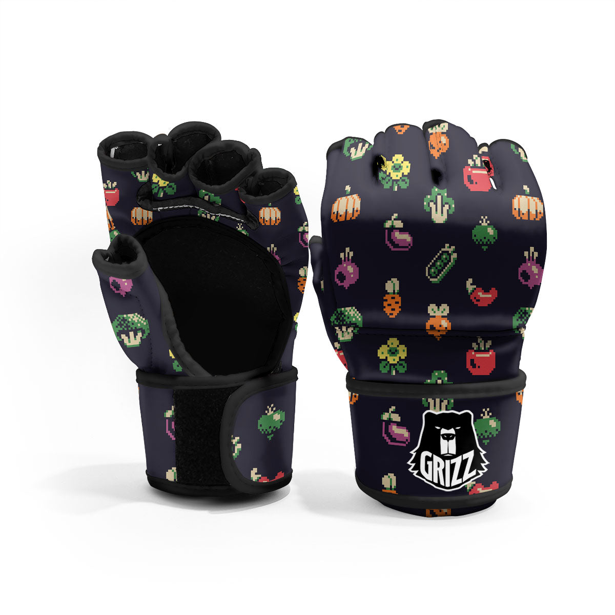 Vegetables Pixel Print Pattern MMA Gloves-grizzshop