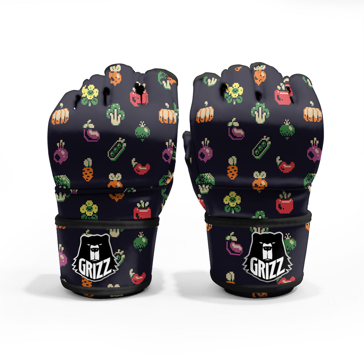 Vegetables Pixel Print Pattern MMA Gloves-grizzshop