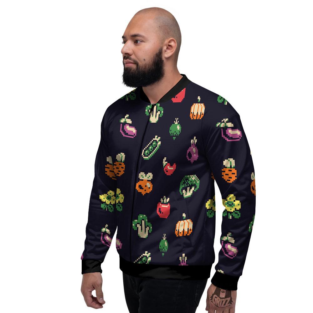 Vegetables Pixel Print Pattern Men's Bomber Jacket-grizzshop