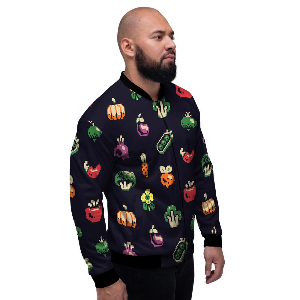 Vegetables Pixel Print Pattern Men's Bomber Jacket-grizzshop