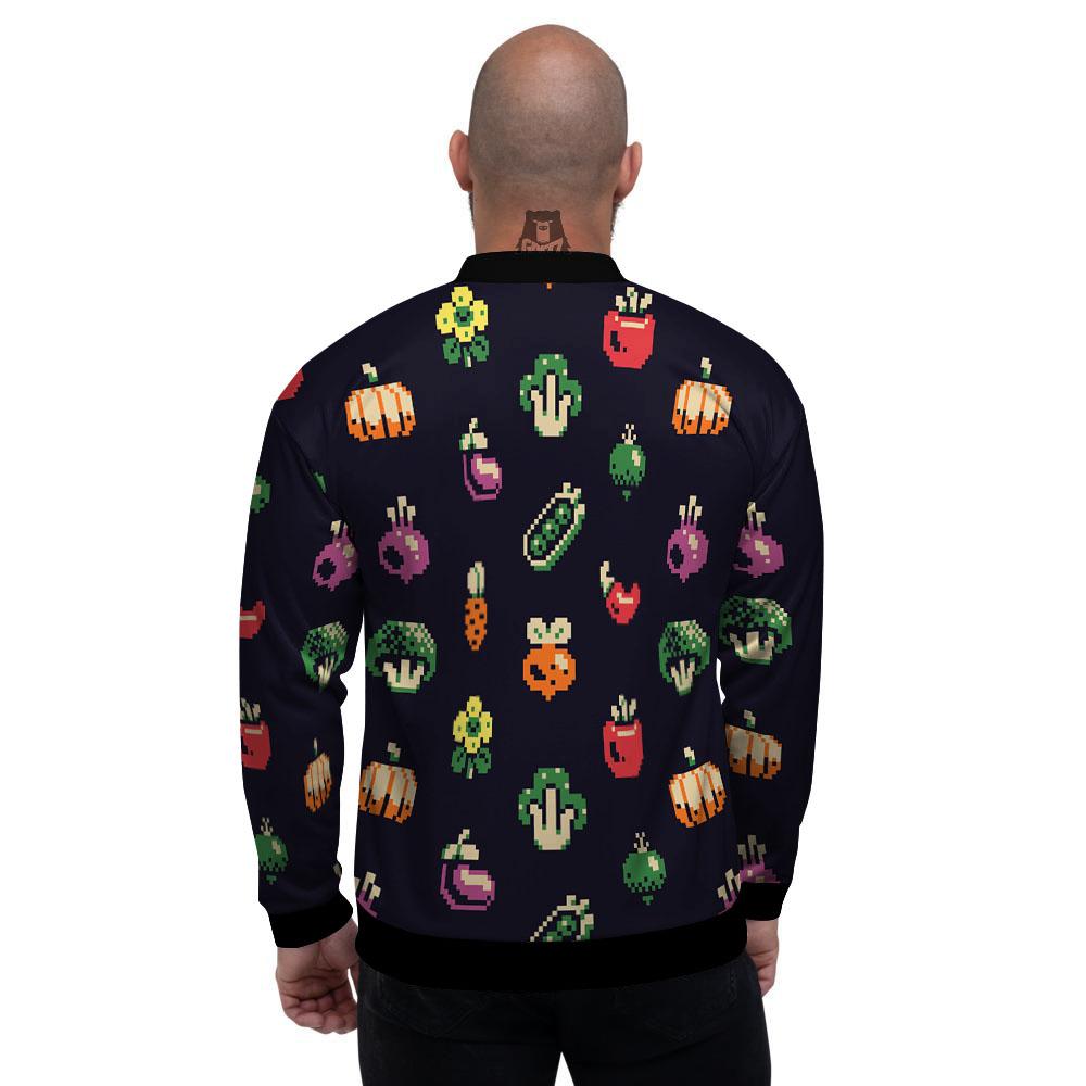 Vegetables Pixel Print Pattern Men's Bomber Jacket-grizzshop
