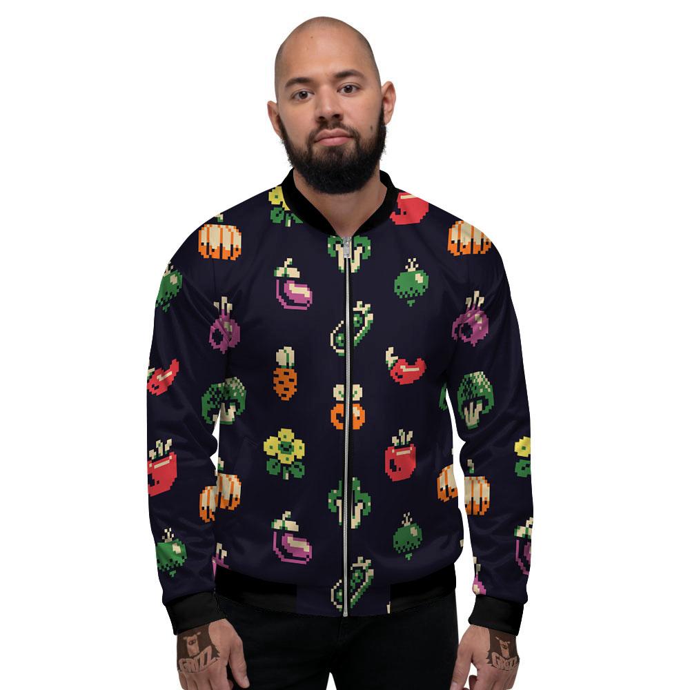 Vegetables Pixel Print Pattern Men's Bomber Jacket-grizzshop