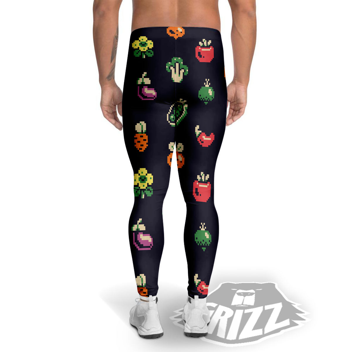 Vegetables Pixel Print Pattern Men's Leggings-grizzshop