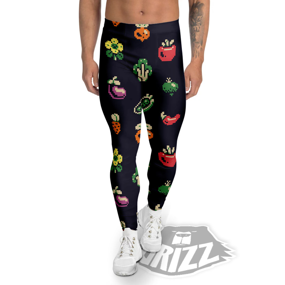 Vegetables Pixel Print Pattern Men's Leggings-grizzshop