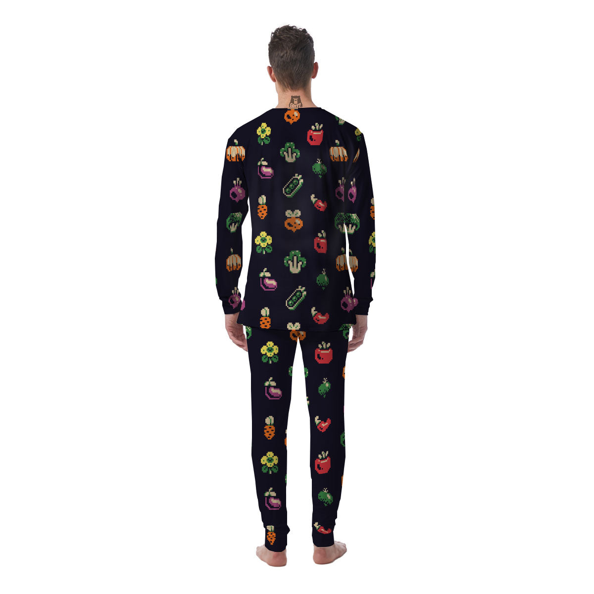 Vegetables Pixel Print Pattern Men's Pajamas-grizzshop