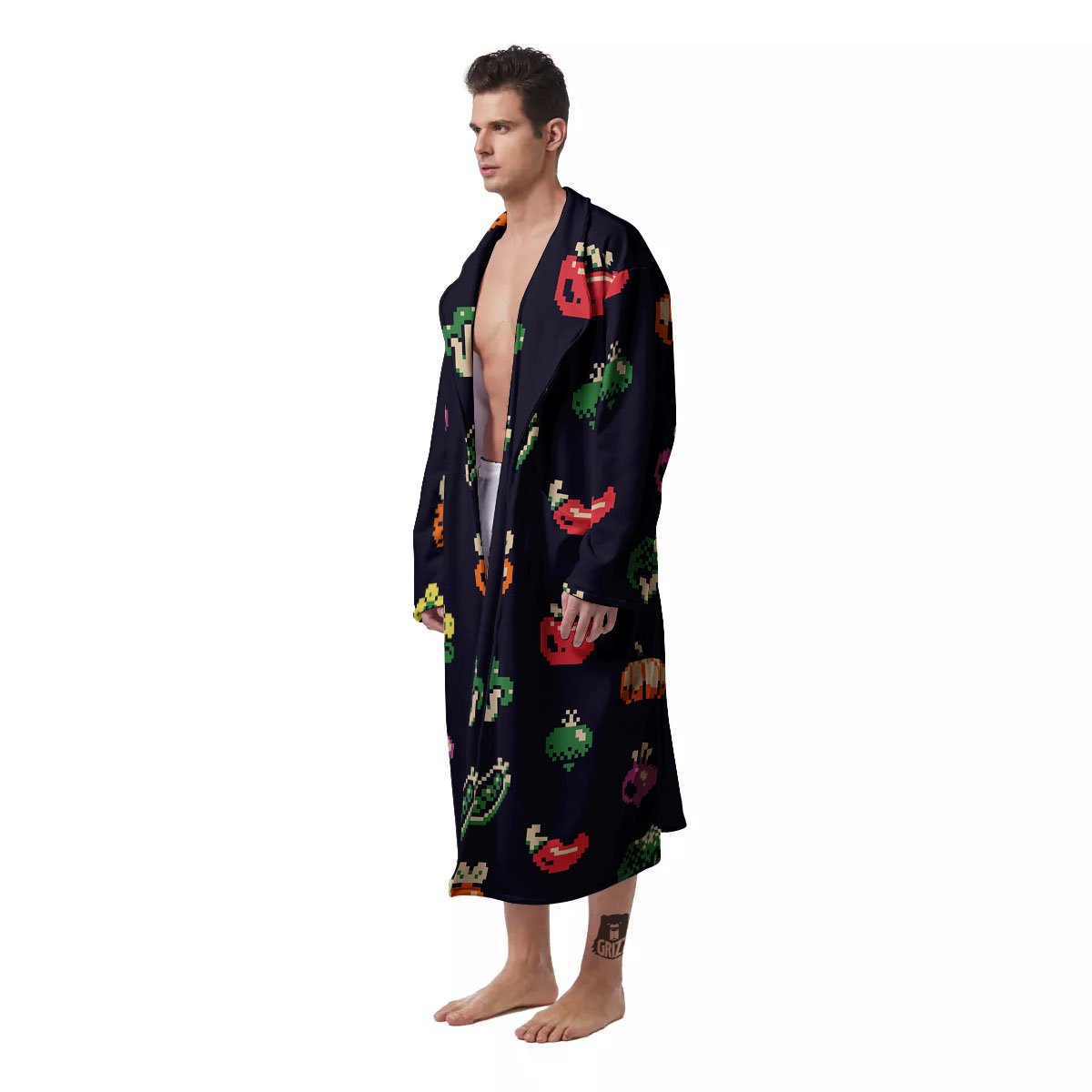 Vegetables Pixel Print Pattern Men's Robe-grizzshop