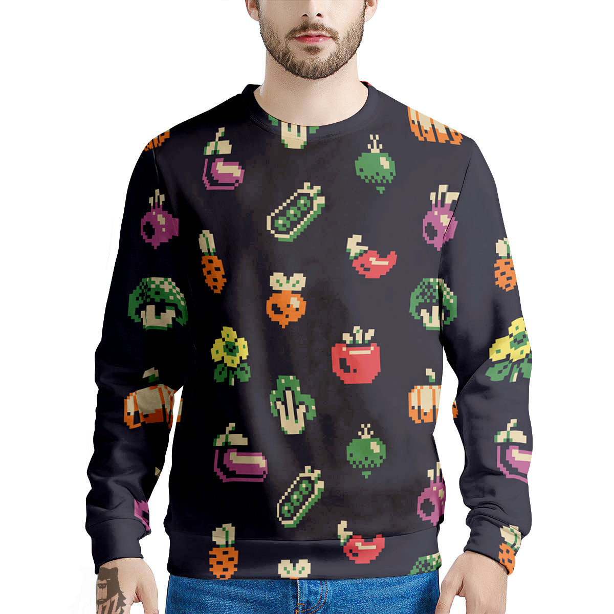 Vegetables Pixel Print Pattern Men's Sweatshirt-grizzshop