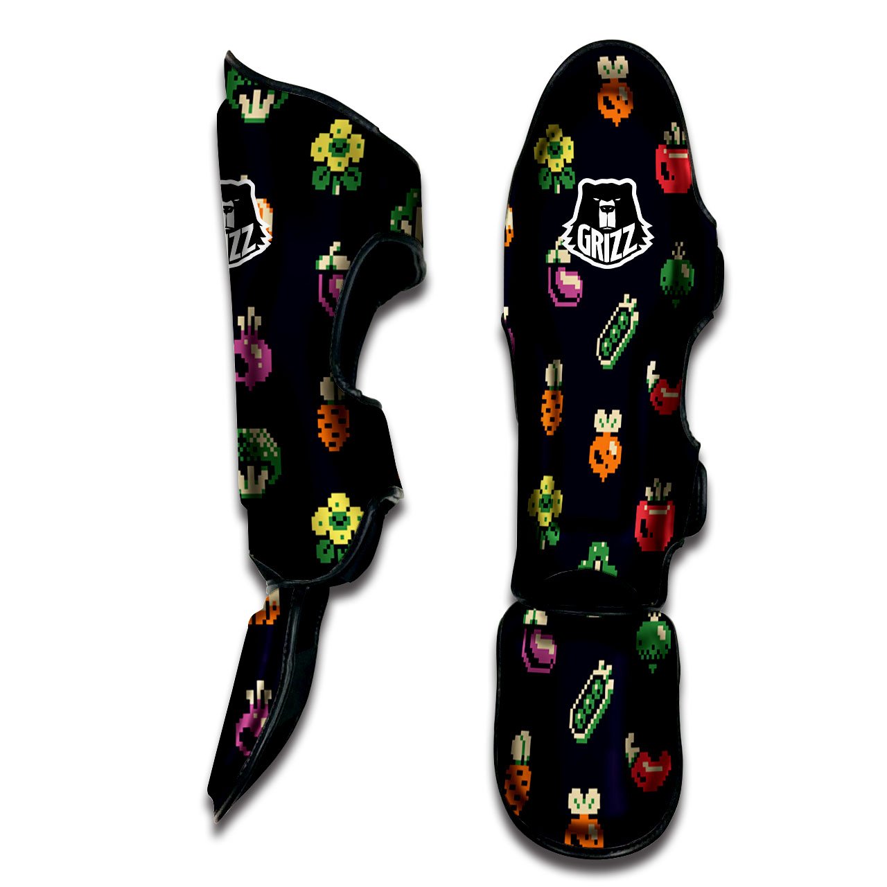Vegetables Pixel Print Pattern Muay Thai Shin Guards-grizzshop