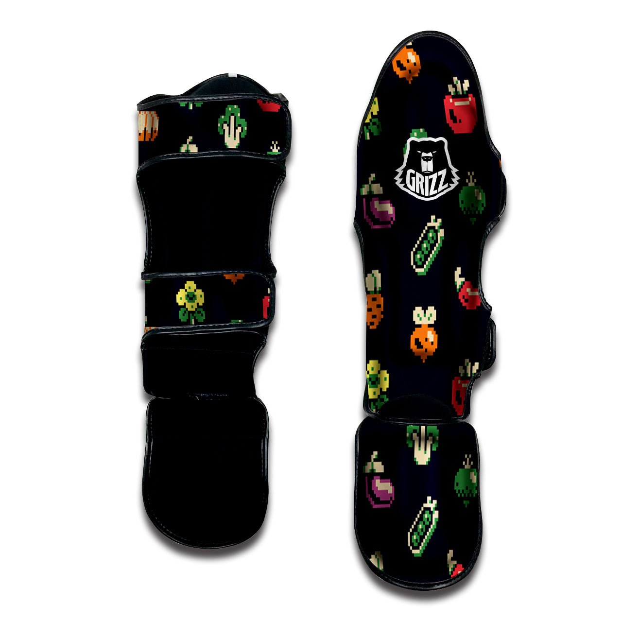 Vegetables Pixel Print Pattern Muay Thai Shin Guards-grizzshop